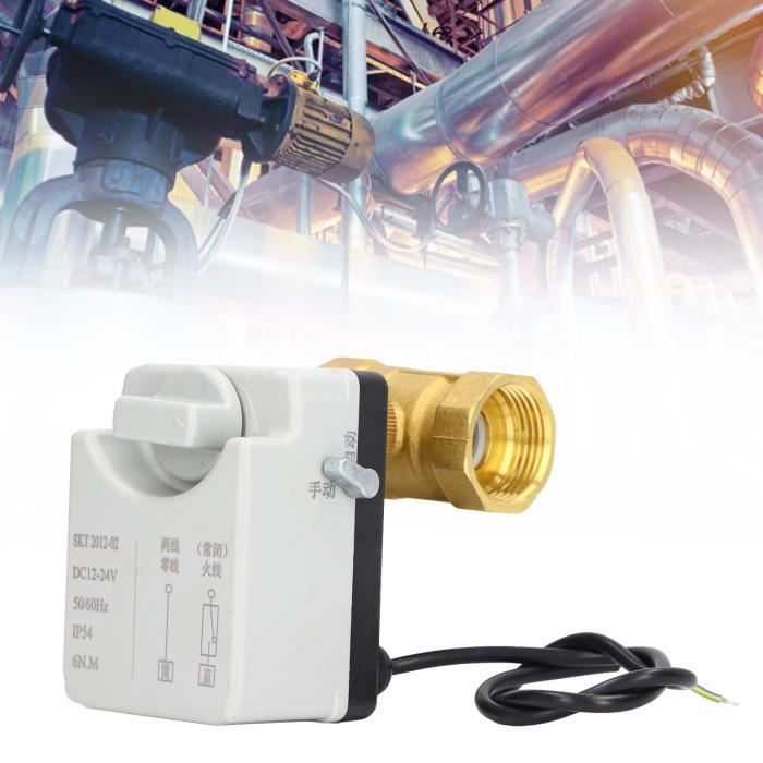 Vanne à Bille Motorisée 1" NPT Normalement Ouverte - Laiton, 9-24V AC/DC Auto, Pour Eau, Air, Carburant