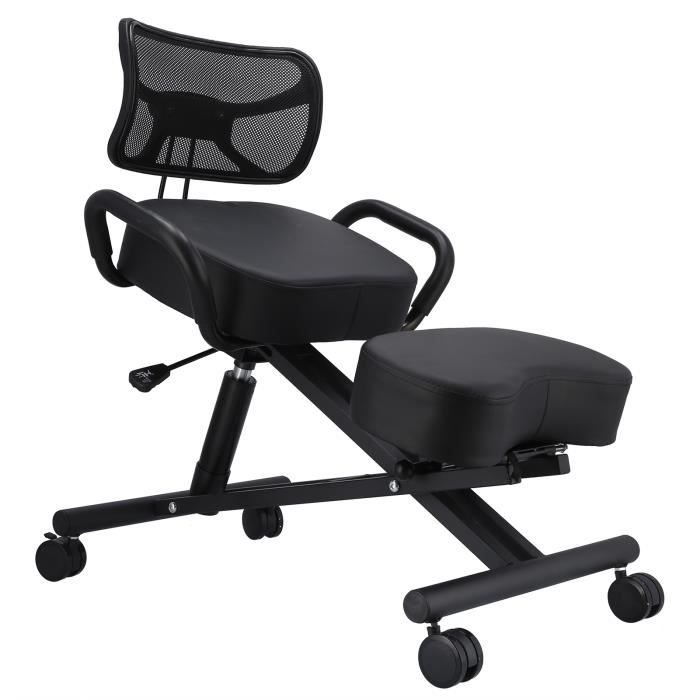 chaise ergonomique assis genoux-pour le mal de dos, siege bureau professionnel noir avec coussin à mémoire de forme bon