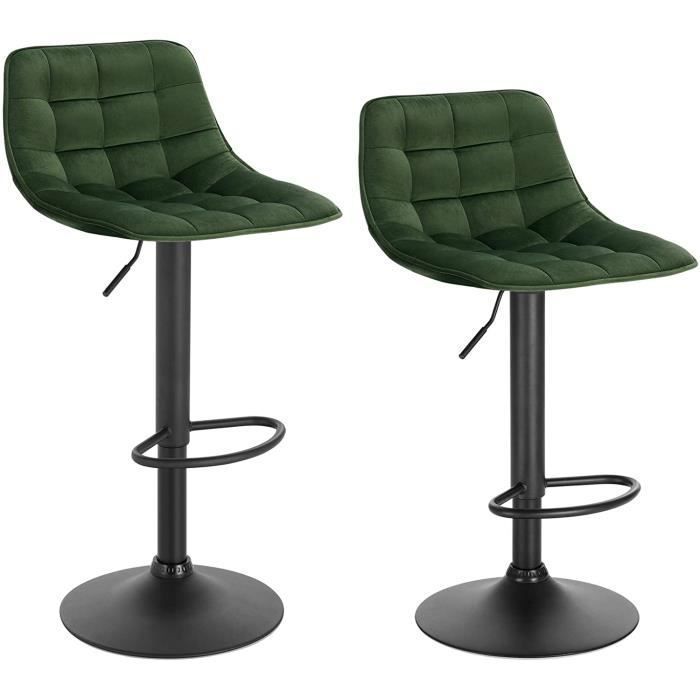 Tabouret de Bar en Velours et Métal Noir Mat Scandinave - Hauteur Tabouret de Bar en Velours et Métal Noir Mat Scandinave - Hauteur