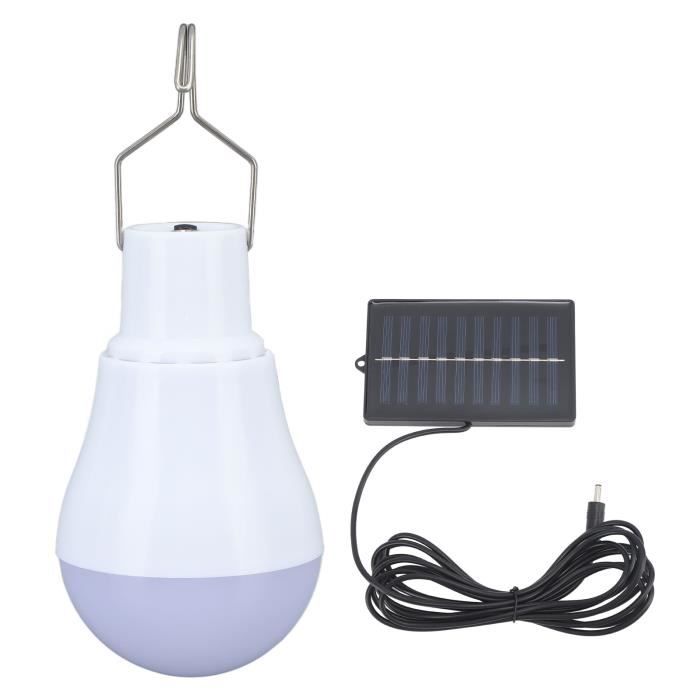 yosoo lampe solaire ampoule solaire led abs lumière blanche 500mah batterie avec crochet design pour tente de piscine solaire