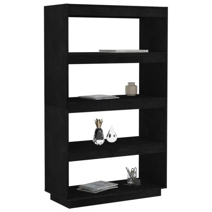 rho - meubles - bibliothèque/séparateur de pièce noir 80x35x135 cm pin massif - dx1160