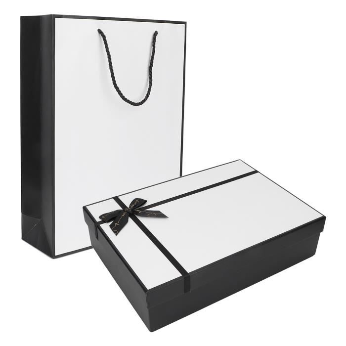 Zerone boîte-cadeau noir blanc Coffrets Cadeaux Ruban Bowknot Noir
