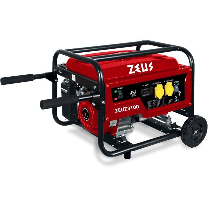 Zeuz Groupe électrogene essence - 3000 W - Autonomie 9 h - Moteur 4 temps - Monophasé - Systeme AVR