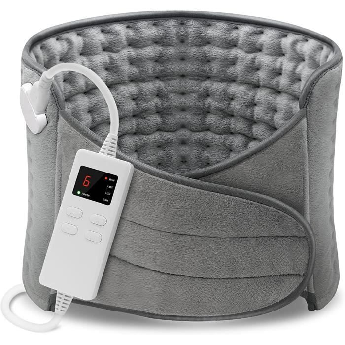 Coussin Chauffant Électrique 30x60 Cm – 6 Niveaux Température, 4 Minuteries, Arrêt Auto Et Surchauffe, Micro-Peluche Doux