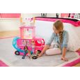 Barbie Mobilier Camping-Car Duplex pour poupées, véhicule rose à deux étages avec quatre couchages, piscine et toboggan, jouet po-1