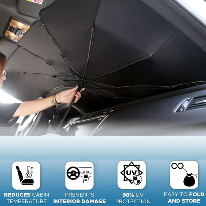 Generic Couvre Pare-Brise,Pare-soleil de voiture, parapluie pliable,  couverture anti-UV à prix pas cher