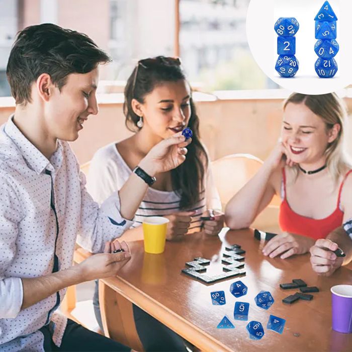 Jeu De Dés À 7 Matrices 7Pcs Jeu De Dés Polyédriques Nombre Clair Bonne Texture Dés De Jeu De