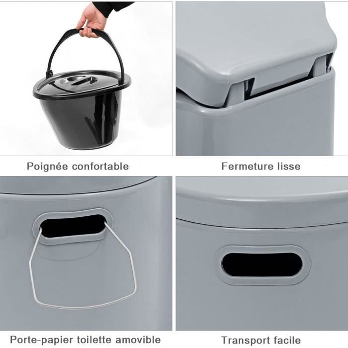 Toilette Portable WC Chimique pour Camping Portable Camping Toilette -  50*40*42cm - Gris - Cdiscount Bricolage