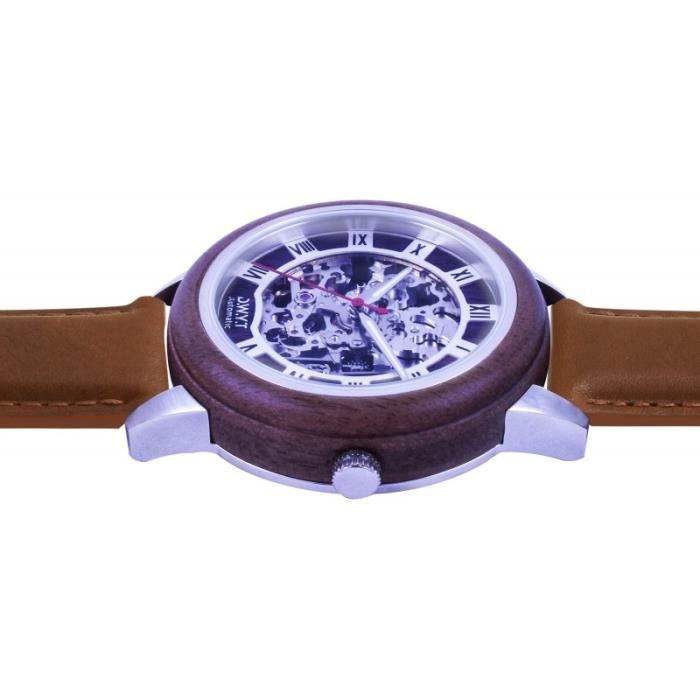 Montre Homme Automatique DWYT avec Bracelet en Cuir Marron DW