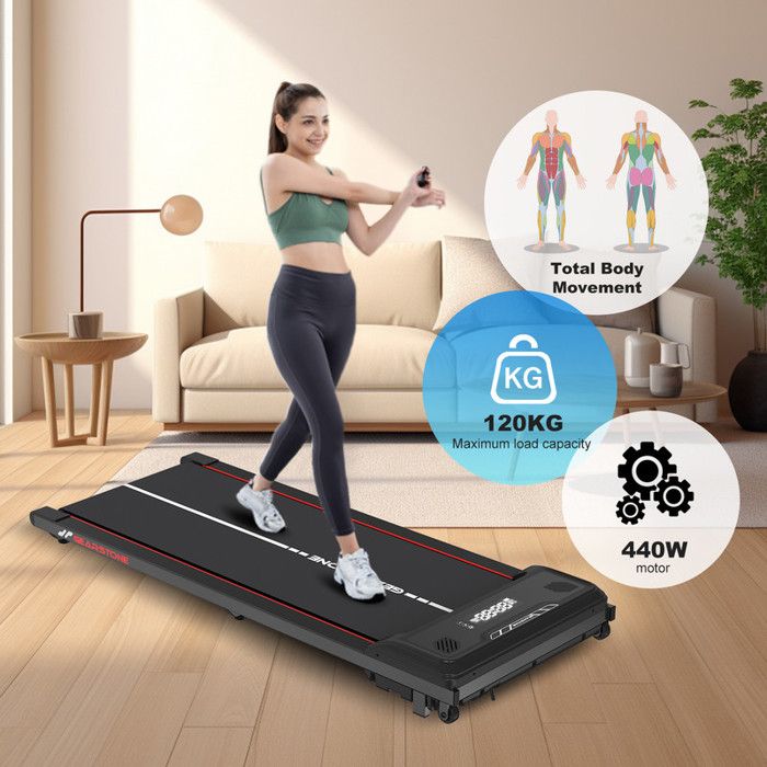 Tapis De Course Électrique Pliable 440W Avec Télécommande Et Bluetooth (Inclinaison Max 6%)
