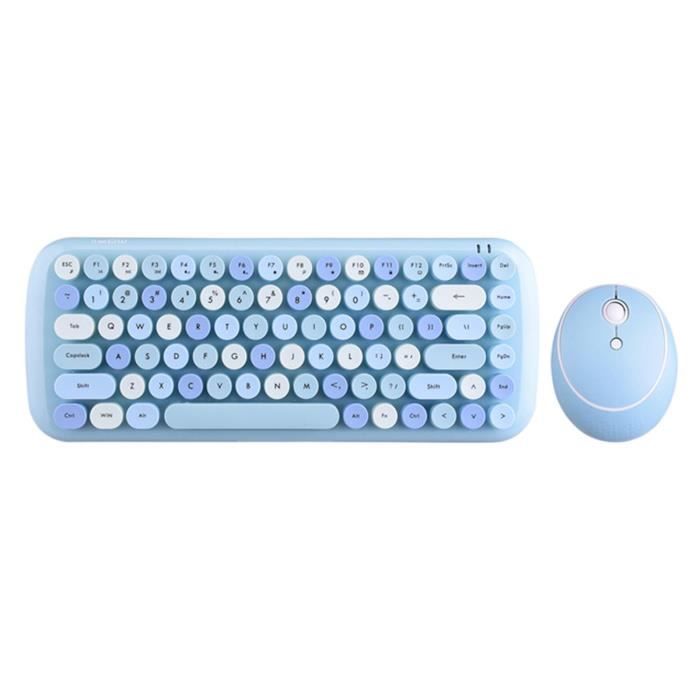 Combo clavier et souris sans fil, avec touches punk rondes, mini-couleurs  rétro mignonnes 84 touches silencieuses 2.4G pour Bleu - Cdiscount  Informatique