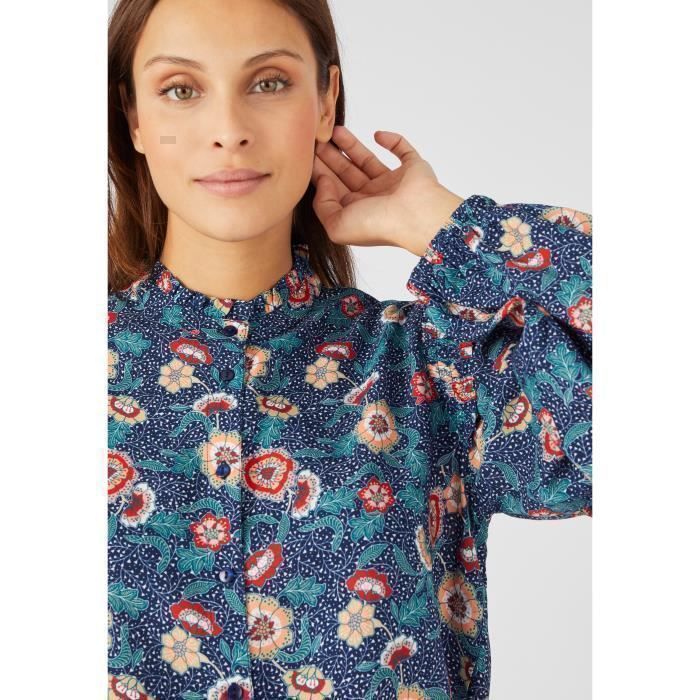 Chemisier Femme En Viscose Pure - Imprimé Rose Feuillage - Damart (lavable En Machine)