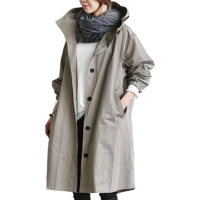 Trench Femme Hiver l che capuche sauvage l gant coupe vent
