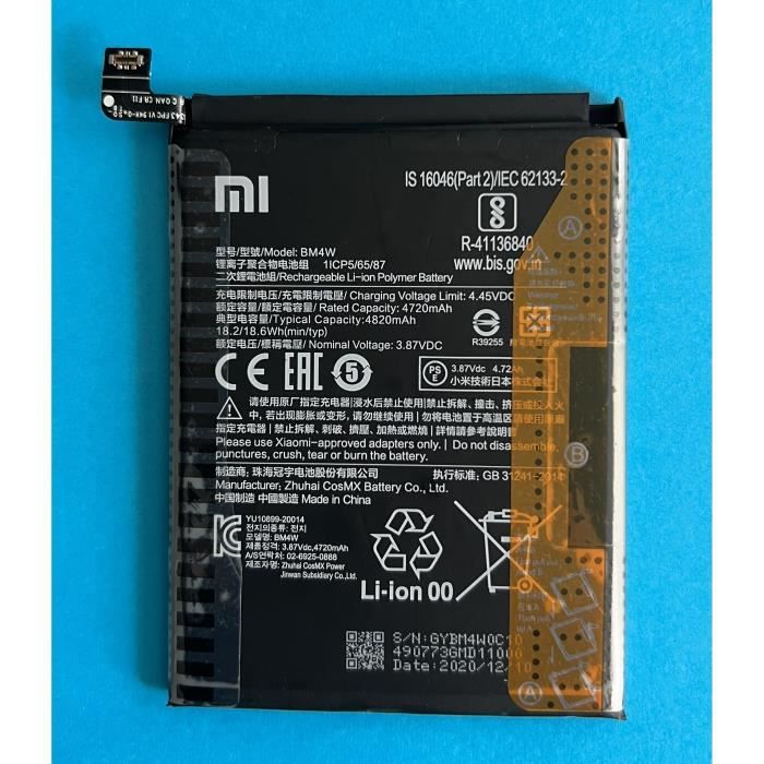 Audiosystem Batteria Per Xiaomi Mi 10T Lite 5G – 4820 MAh, Modello BM4W, Con Kit Di Montaggio Incluso