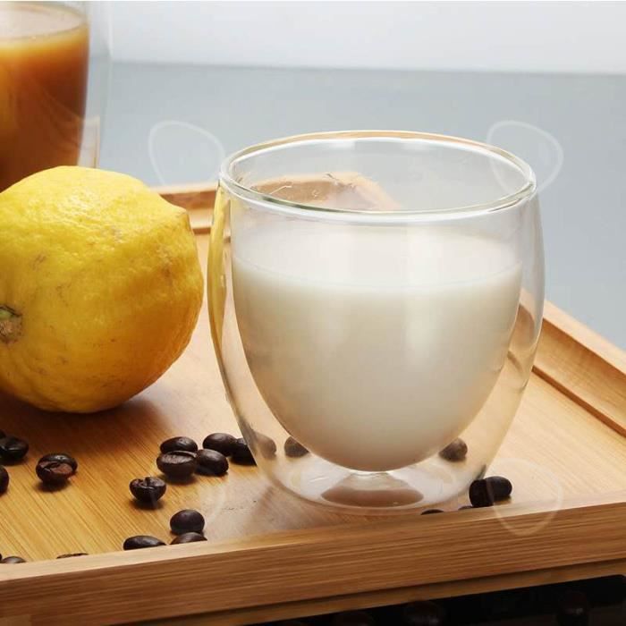 Tasse à café en verre borosilicaté à double paroi, tasse à café  transparente, degré de chaleur, latte, lait, jus de citron, cafetière, 250  ml, 350ml - AliExpress