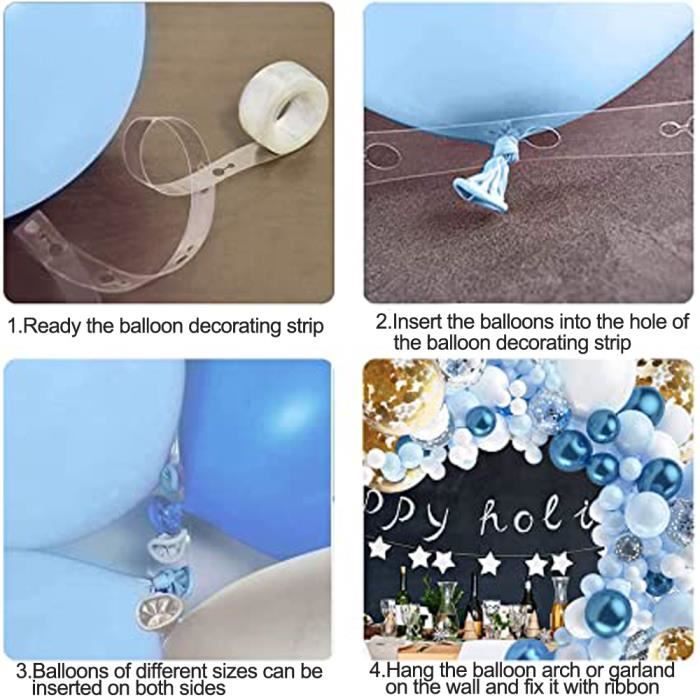 Dww-kit Arche Ballon Bleu Marine, 66pcs Arche Ballon Anniversaire Bleu Or  Avec Confettis Ballons Pour Garon Bb Douche, Decoration Fte Anniversaire,  Ma