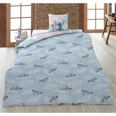 Parure De Lit Enfant Stitch Et Angel - Housse De Couette 140x200 Cm + Taie 65x65 Cm En 100% Coton - 9