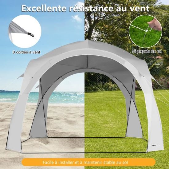 Tente de Réception Tonnelle de Jardin Imperméable Double Toits Tube Acier  Tissu Polyester, 3x3x2m/2,65m, Beige - Costway