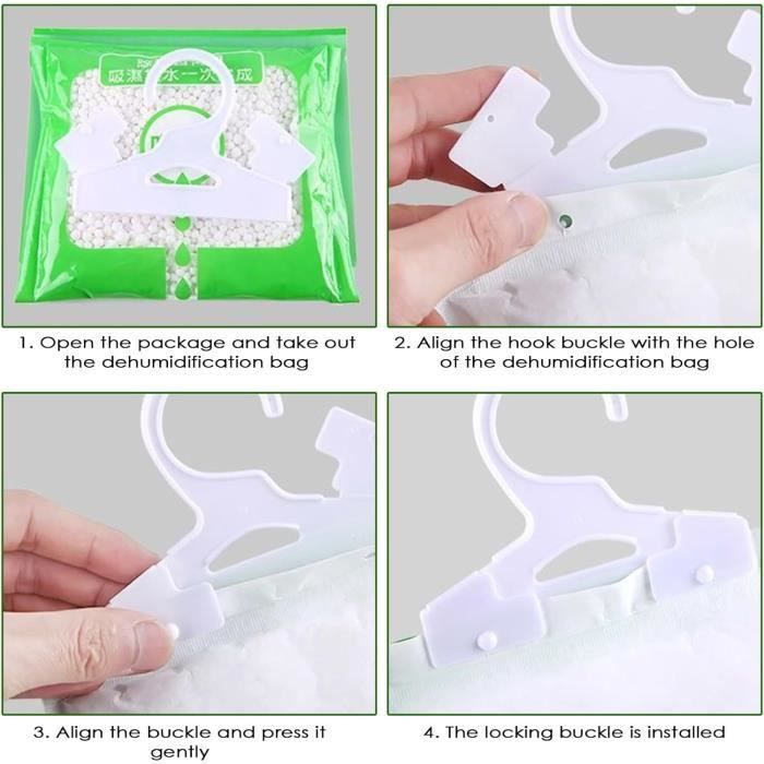 Absorbeur D'humidité - Lot De 5 Sachets 80g Chlorure De Calcium - Pour Placard, Voiture, Salle De Bain - Durée 3-5 Semaines