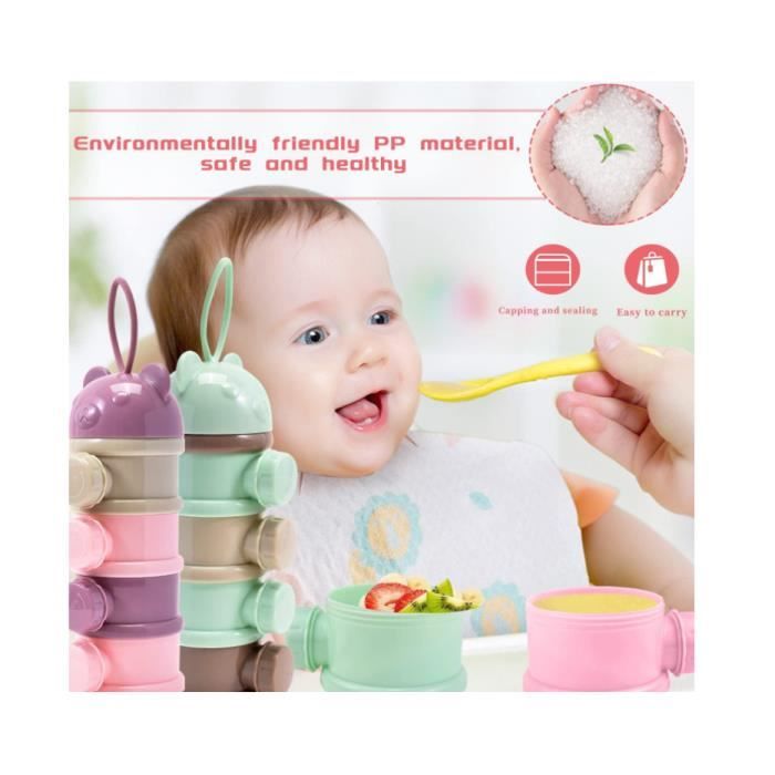 Distributeur à Lait En Poudre Pour Bébé - Boîte à Compartiments Empilable, 3 Étages, Avec Poignée - 4