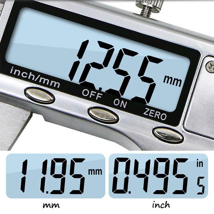 Pied à Coulisse Numérique électronique Rosimo 150 Mm - Acier Inox, écran LCD, Conversion Pouces/mm, étui Inclus