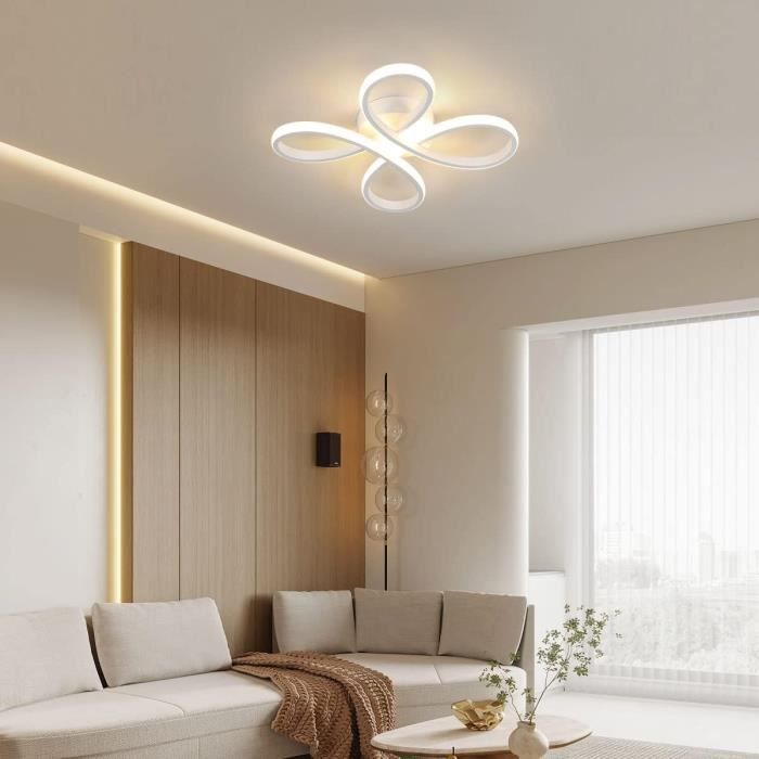 Plafonnier LED 30W, 2400LM Lampe de Plafond Moderne Lustre Plafonnier LED  Utilitaire Carré Noir pour Chambre