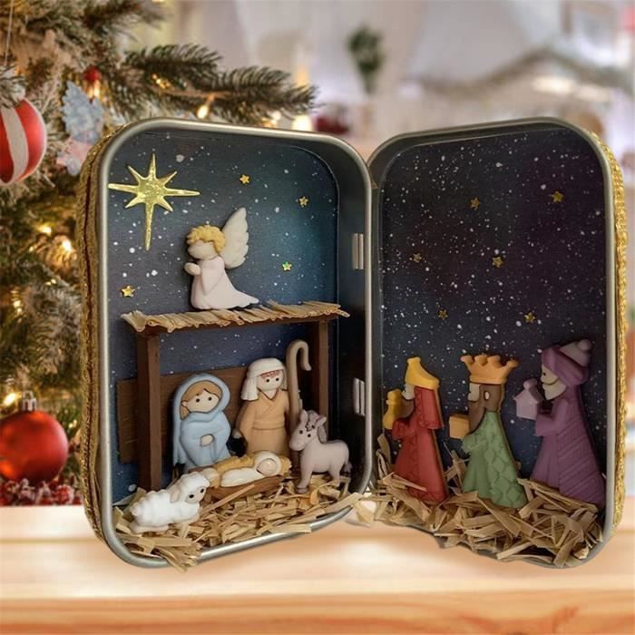 Main BoiTe de TheATre DeCorations de Bureau Ensemble de CreChe de JeSus CreChe Familiale pour DeCoration de NoeL VILLAGE DE Cdiscount Maison
