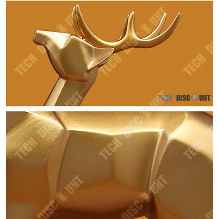 Lot De 2 Statues D'élan En Résine Dorée - 25 X 16 Cm, Design Couple, Décoration Salon/chambre - Cadeau Pendaison De Crémaillère