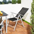 Salon de Jardin 8+1 Bern 1 table 8 chaises noir aluminium avec table en verre Ensemble de jardin argent-3