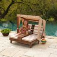 KidKraft 534 Double chaise longue avec porte-gobelets - Expresso et ecru - en bois , Meuble de jardin pour enfant, 3-6 Ans-3