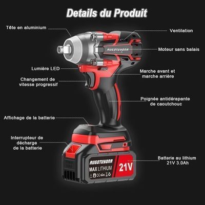 Clé à Chocs Sans Fil Zistel 21V - 680Nm - Brushless, Avec 2 Batteries 3Ah - Neuf En Coffret