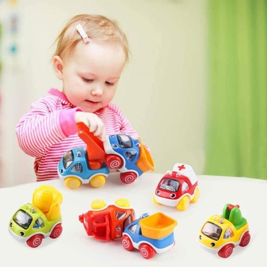 Petite Voiture Jouet Paquet De 6 Vehicules De Construction Cartoon Petites Voitures A Tirer Jouent Pour Les Voiture Jouet Bebe Cdiscount Jeux Jouets