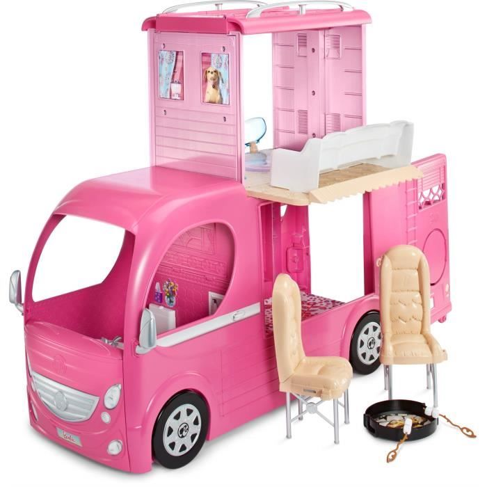 Barbie Mobilier Camping Car Duplex pour poup es v hicule rose