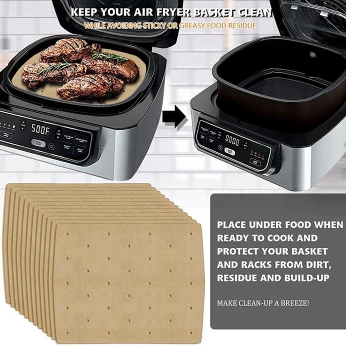 Acheter Revêtement de papier de cuisson rectangulaire jetable pour friteuse  à air, tapis de cuisson antiadhésif étanche à l'huile pour accessoires de  friteuse à air Ninja Foodi, 100 pièces