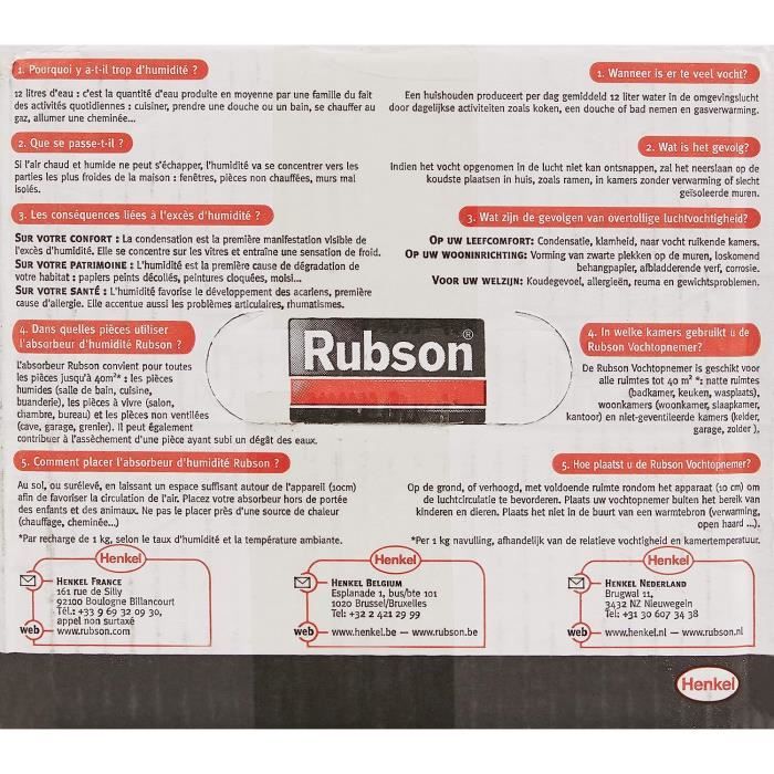 Rubson 4 Recharges Tab Basic, Recharges anti-humidité et anti