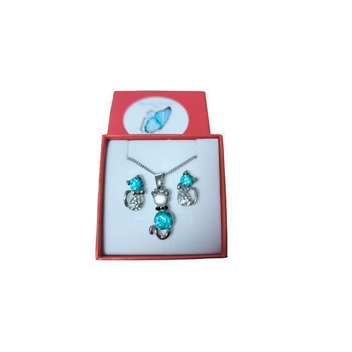 Parure De Bijoux Enfant Bleu Turquoise - Collier, Bracelet, Boucles D'oreilles Pour Cérémonie