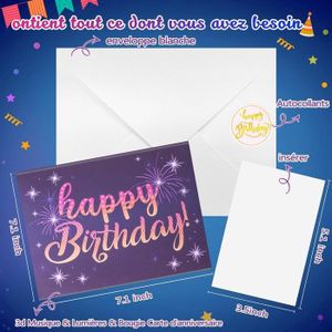 Carte D'anniversaire élégante Rouge Et Bleue à Feuille D'or - Design Pop-up - Avec Enveloppe - 8