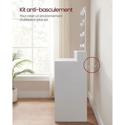 VASAGLE Table de maquillage avec miroir blanc nuage | HOME