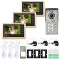 Fdit visiophone Appartement 3 unités avec portier vidéo filaire Système d'entrée d'interphone audio visuel pour sonnette (prise-0