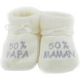 Chaussons bébé brodés "50%papa 50%maman" blanc/arg-0