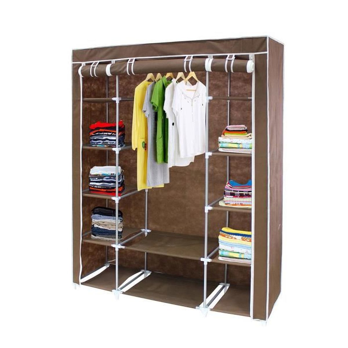 Armoire, Penderie, 3 portes, 172 x 134 x 43 cm, Marron, Poids: 3 kg