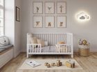LOVE FOR SLEEP Lit Bébé Evolutif Convertible 140 x 70cm blanc, Lit d'enfant en bois 3 EN 1, 3 Niveaux de Réglage de la Hauteur