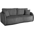 CASAPY Canapé convertible 3 places - BARI - Velours cotelé - Anthracite - Coffre de rangement - 215 x 89 x 100 cm