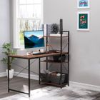 HOMCOM - bureau informatique avec étagères - Panneaux de partiucules classe E1 - 120x64x121cm - Marron, Noir