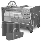 Lit parapluie compact 3en1 LIONELO Flower - Parc bébé - 0-36 mois - Sac de Transport - Pliage Rapide - Roulettes - Gris foncé