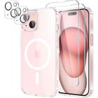 Coque pour iPhone 15 - Massilia Tech - Transparente - Magsafe + 2 vitres en verre trempé + 2 vitres caméras