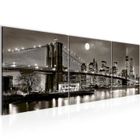 Tableau Décoration Murale 120x40 cm Runa art 606733b New York City Nuit - 3 Panneaux Deco Toile Prêt à Accrocher - Gris