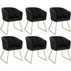 WOLTU Chaise de Salle à Manger, Lot de 6, fabriqué en Velours et Pieds en métal,Chaise de reception,Chaise Salon,Noir