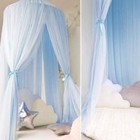 Dôme moustiquaire pour enfants, tente de lit à baldaquin moustiquaire linge de lit avec dentelle ronde maison de jeux-Bleu