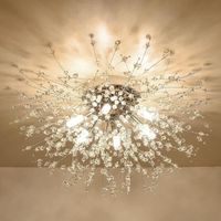 Delaveek  Plafonnier en Cristal, Lustre  LED Moderne, Lampe LED Plafond  pour Salon Chambre Salle de Bain Or(Ampoule non incluse)